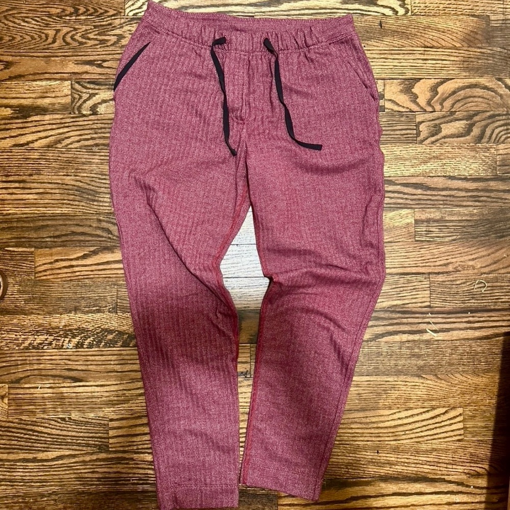 Lululemon Red Herringbone Pants Tie Wiast 6